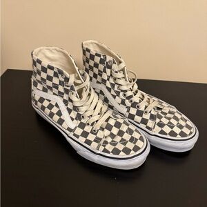 Vans Checkered High-Top Sneakers in Black and White